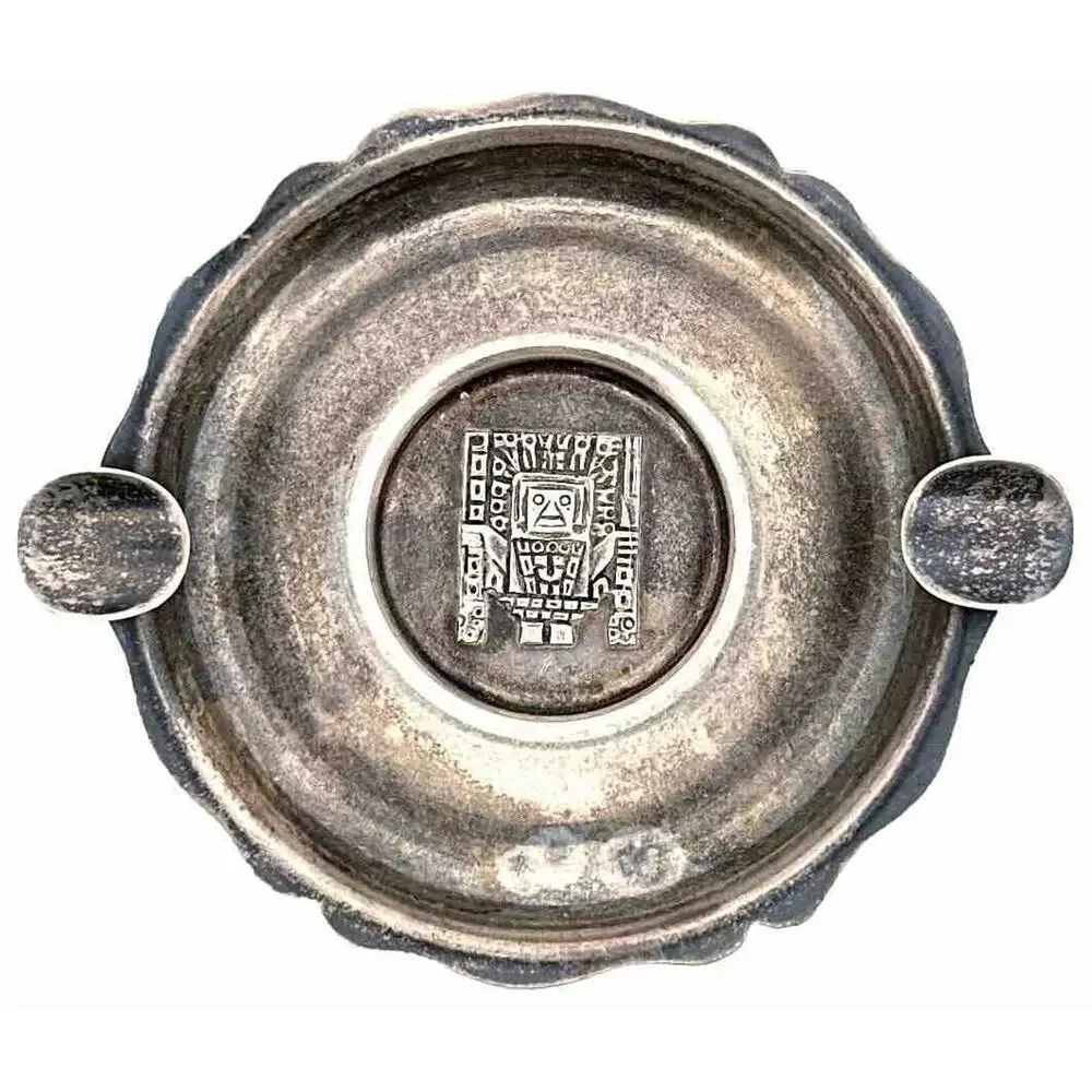 Vintage 925 Sterling Silver Peruvian Ashtray Aztec